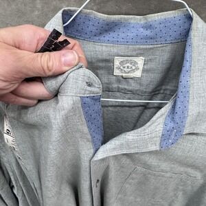 WRK Shirt Mens XL Gray Blue Contrast Collar Long Sleeve Button Up Casual Pocket